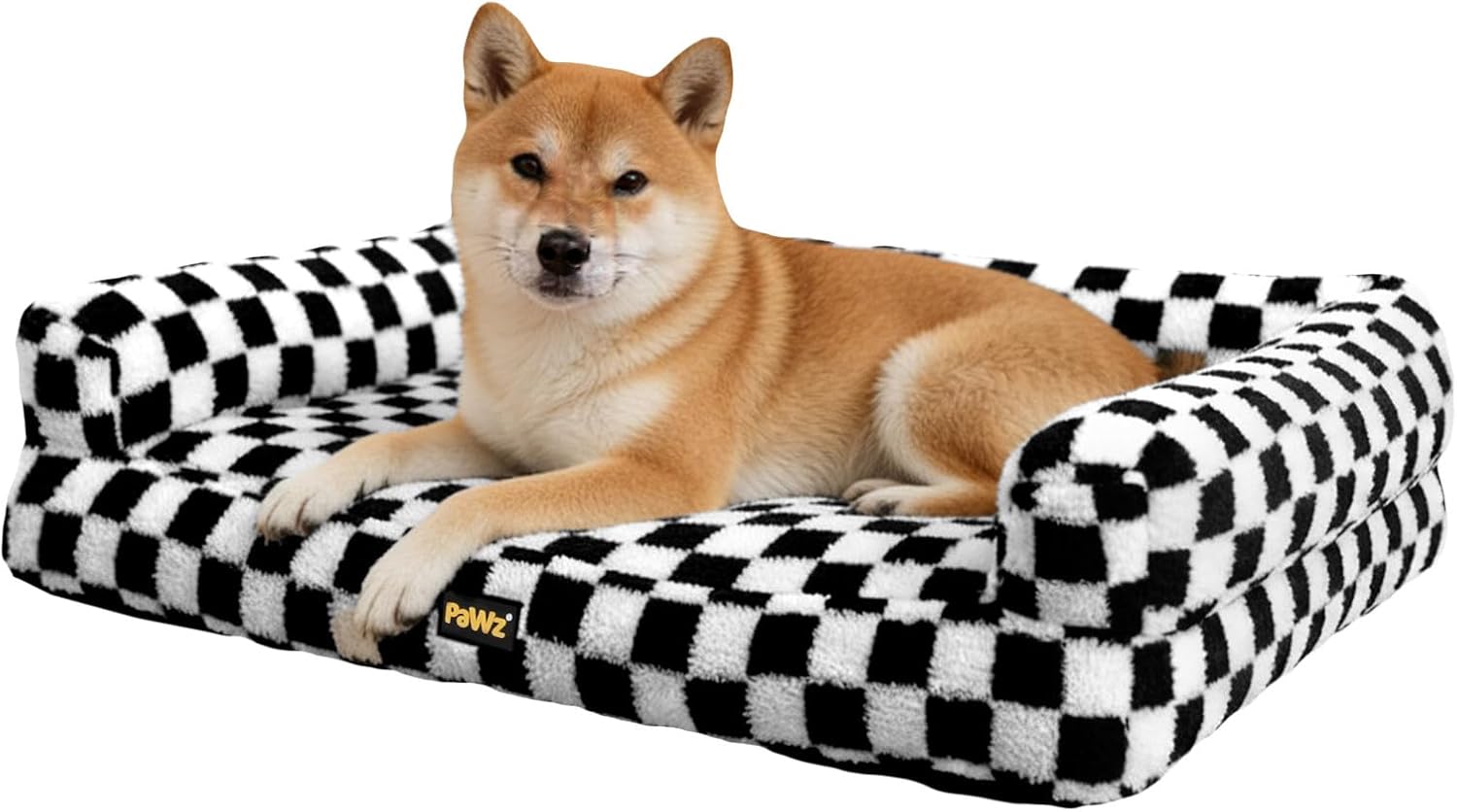 PaWz Rectangle Plush Dog Sofa with Supportive Foam Bolster with Waterproof Lining at Pet Servo