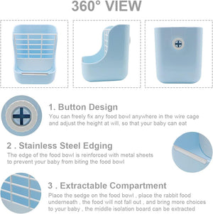 Product details of a blue baby feeding station with features highlighted at Pet Servo