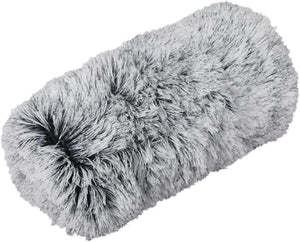 A gray faux fur cylindrical foam windscreen or microphone windshroud, shown on a plain white background at Pet Servo