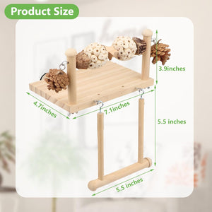 Wooden pet stand with measurements on a light background at Pet Servo