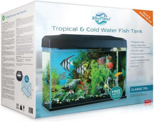 Blue Planet tropical and cold water fish tank packaging with an aquarium image on the box at Pet Servo