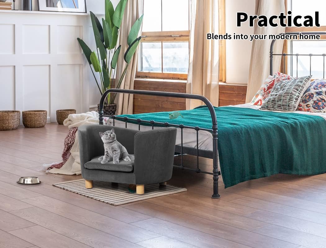 PaWz Small Dog Warm Soft Bed Lounge Couch Soft Removable Cushion Chair Seat Grey at Pet Servo