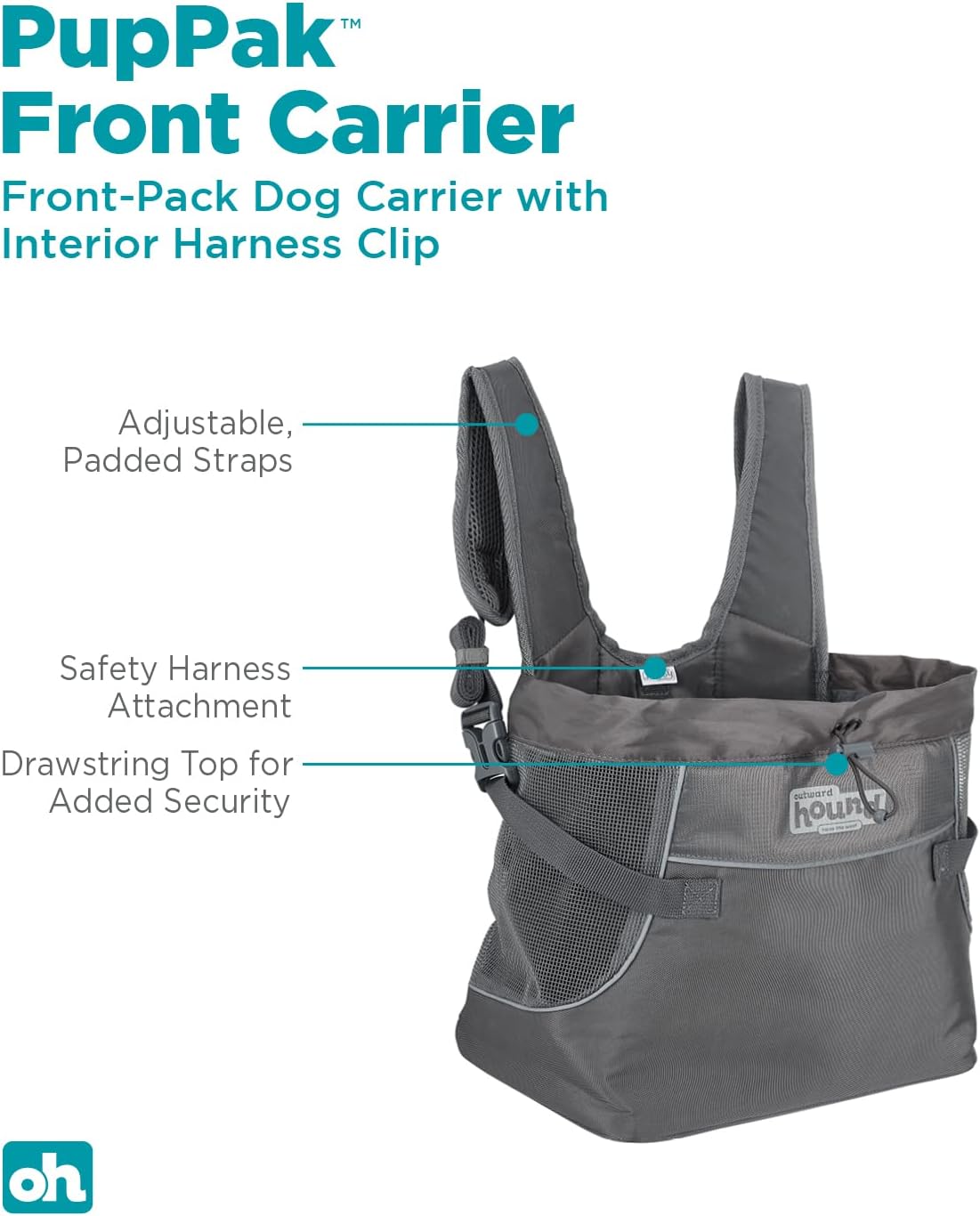 Outward Hound - PupPak Dog Front Carrier (Grey) at Pet Servo