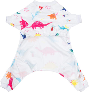 Baby romper with colorful dinosaur pattern on a white background at Pet Servo