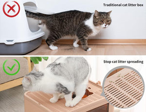 PaWz - Foldable Cat Litter Box Tray Enclosed Kitty Toilet Hood Hair with Separate Entry and Exit Door at Pet Servo