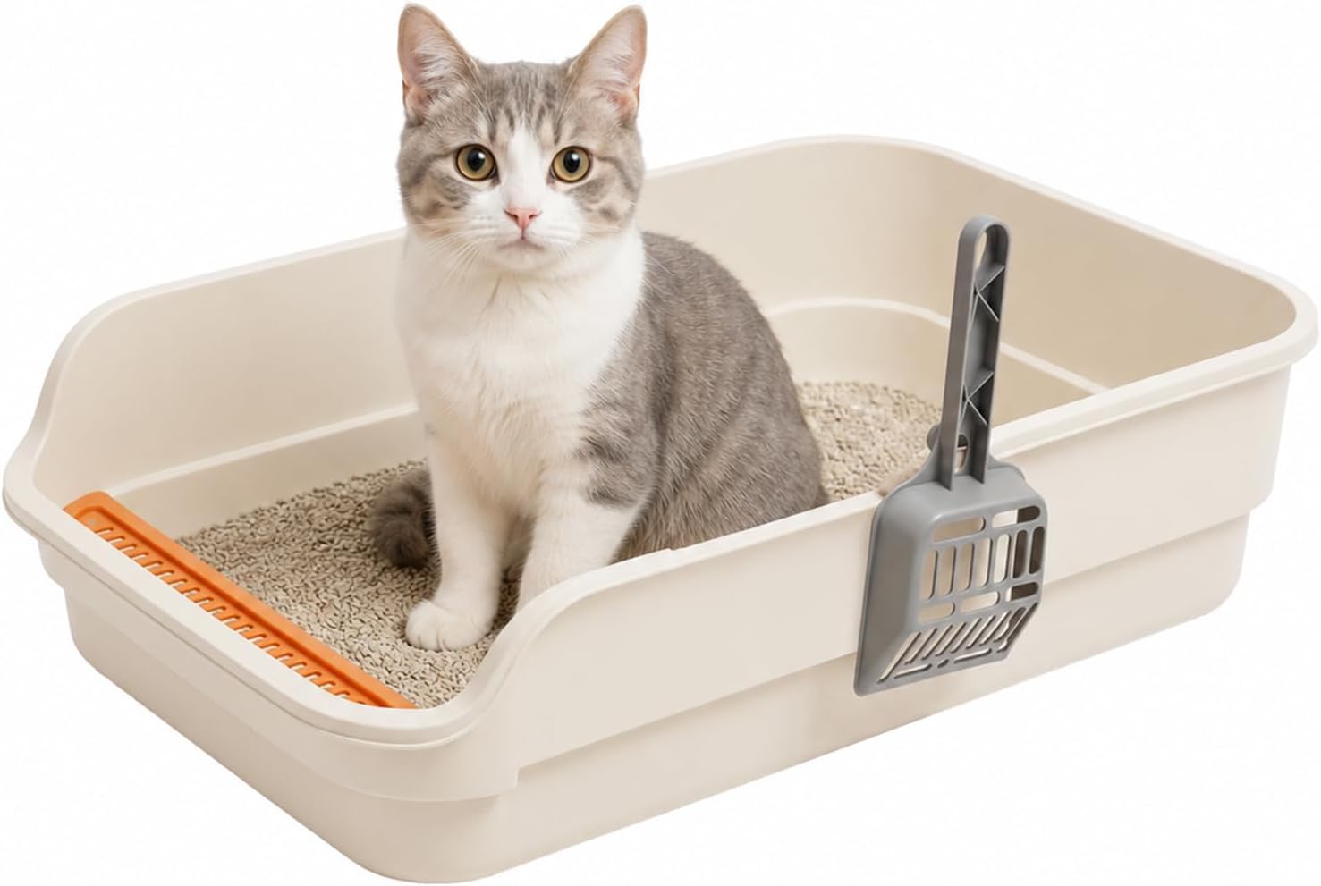 PaWz - Open Cat Litter Box with Scoop High Sided Kitty Litter Tray at Pet Servo