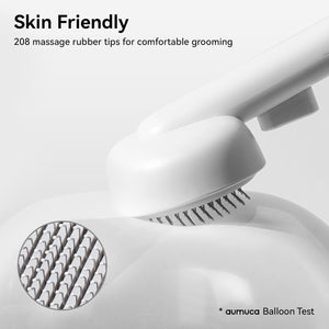 White grooming tool with massage rubber tips on a light gray background at Pet Servo