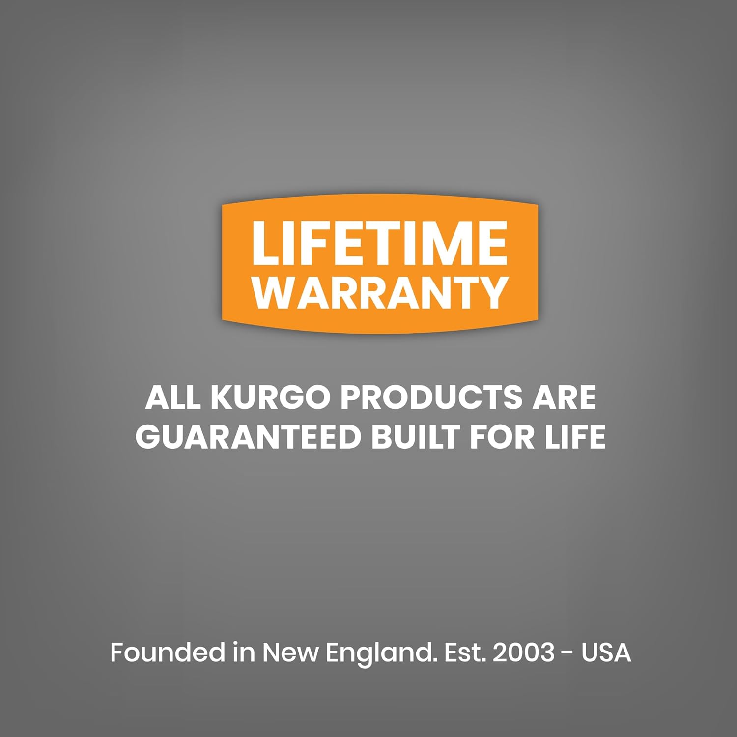 Orange 'Lifetime Warranty' logo on a gray background with text about Kurgo products at Pet Servo