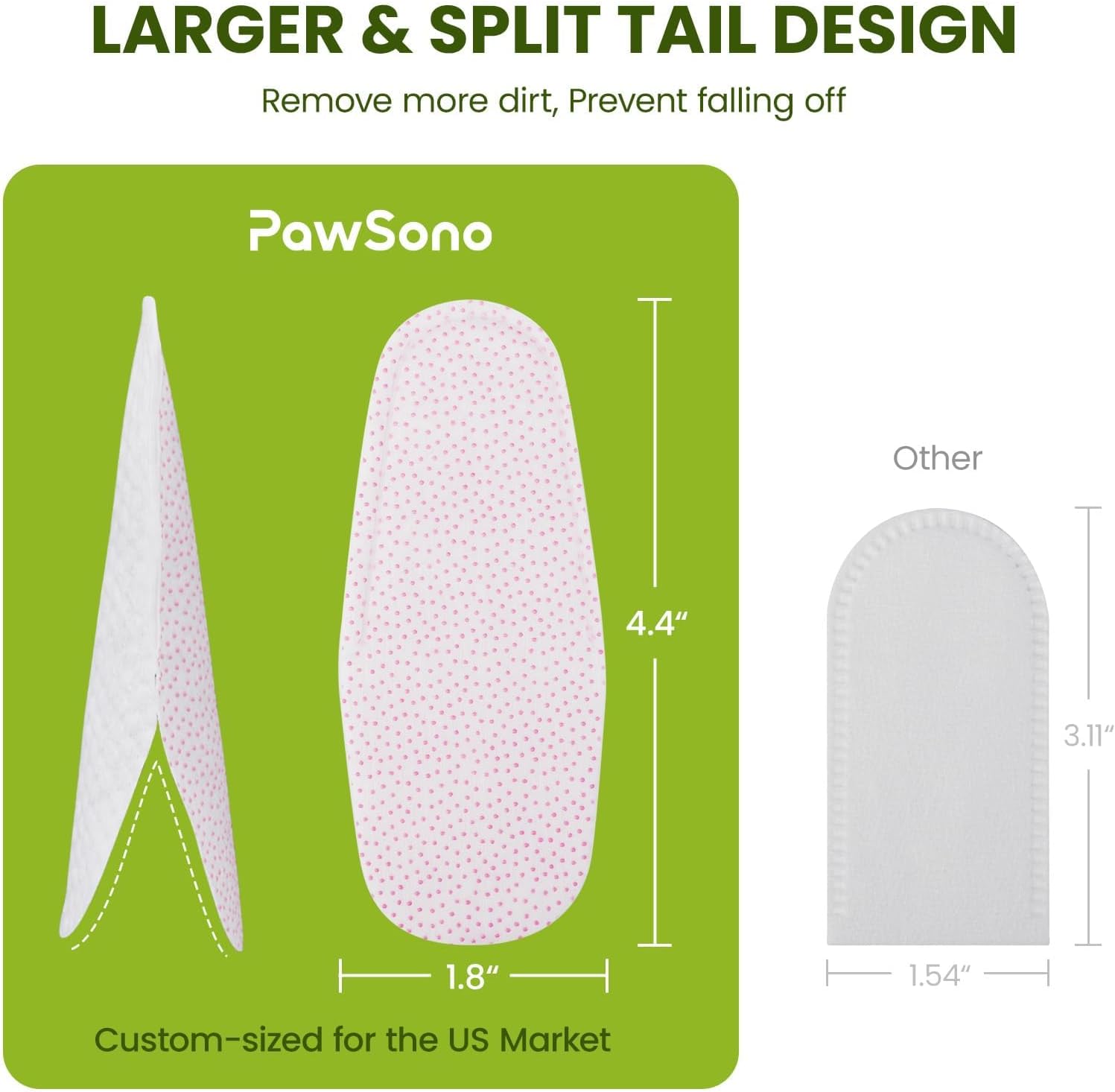 PawSono product with larger and split tail design on a green background at Pet Servo