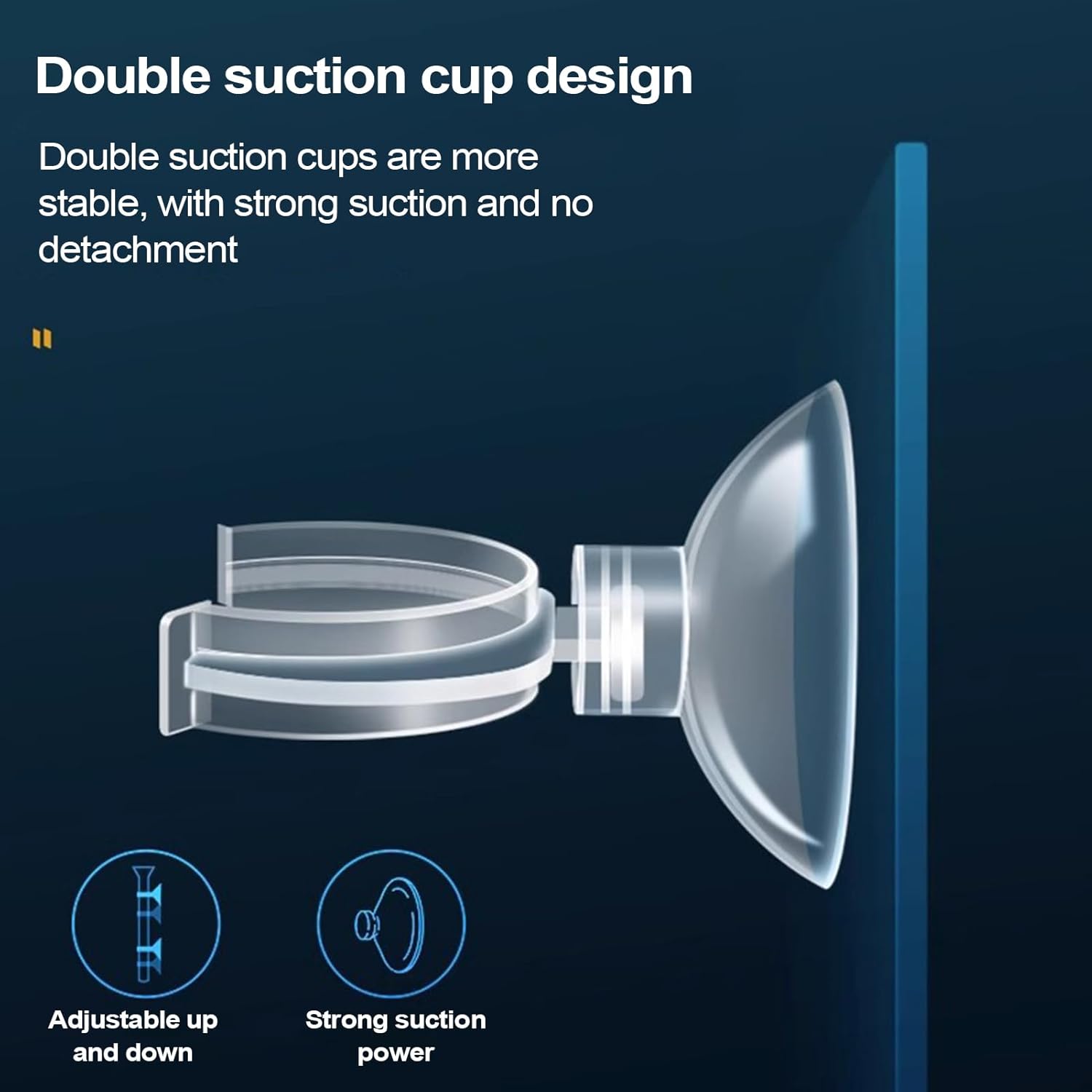 Double suction cup design with text on a dark blue background at Pet Servo