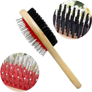 Double-sided brush with red and black bristles on a white background at Pet Servo