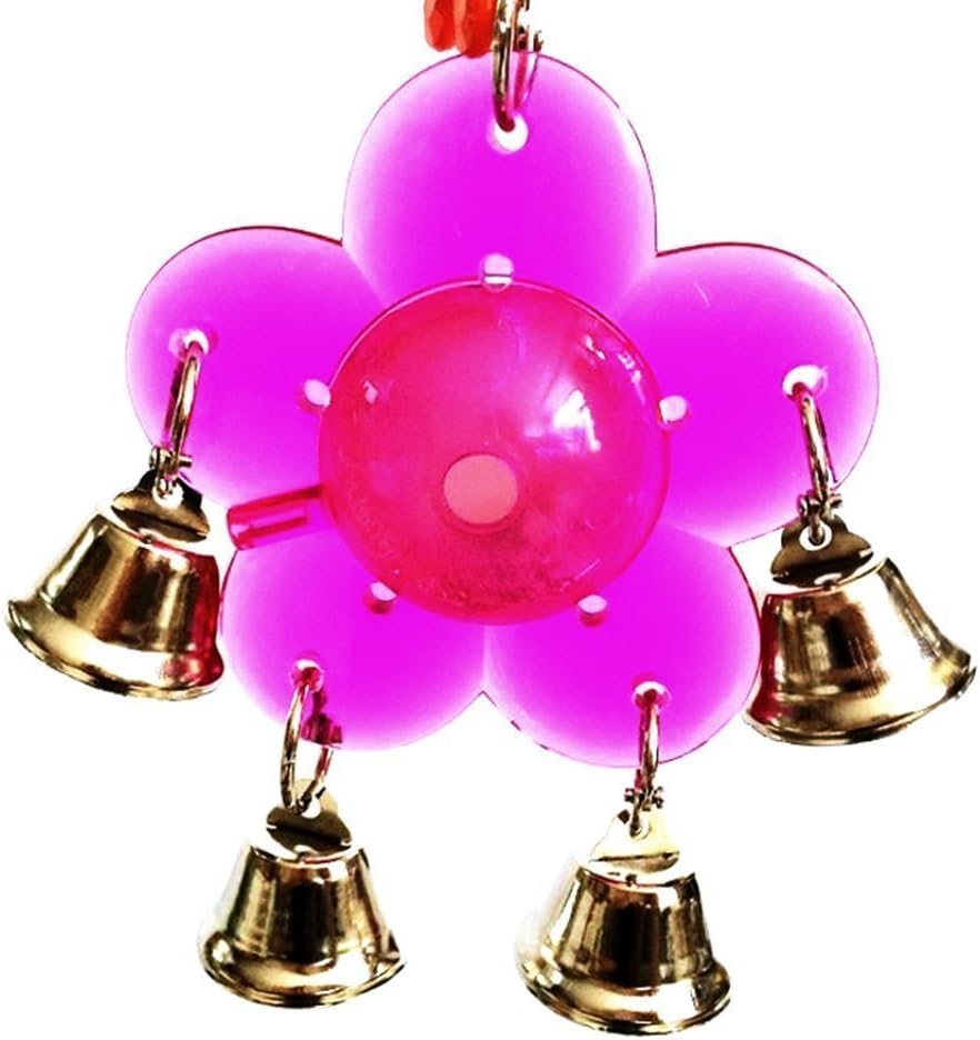 Pink flower-shaped object with gold bells on a white background at Pet Servo