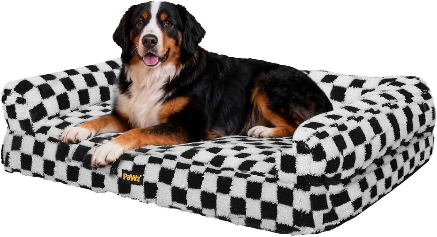 PaWz Rectangle Plush Dog Sofa with Supportive Foam Bolster with Waterproof Lining at Pet Servo