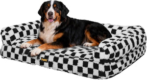 PaWz Rectangle Plush Dog Sofa with Supportive Foam Bolster with Waterproof Lining at Pet Servo