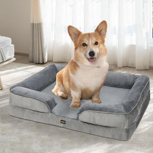 PaWz Washable Removeable Memory Foam Dog Cat Bed Sofa, Grey at Pet Servo