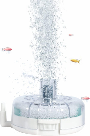 Fish tank filter with water flowing and small fish graphics on a white background at Pet Servo