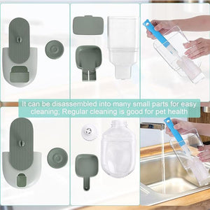 Collage of pet cleaning tools with text about disassembly for easy cleaning at Pet Servo