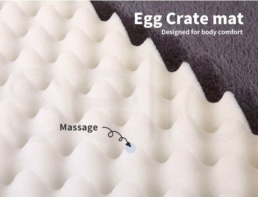 Egg crate mat with massage feature and text indicating body comfort at Pet Servo