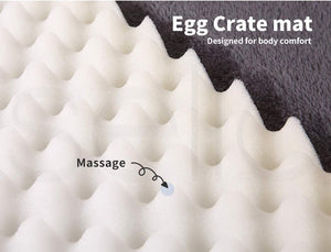 Egg crate mat with massage feature and text indicating body comfort at Pet Servo