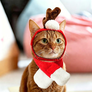 NAMSAN - Pet Reindeer Costume with Red Scarf for Christmas New Year Party at Pet Servo