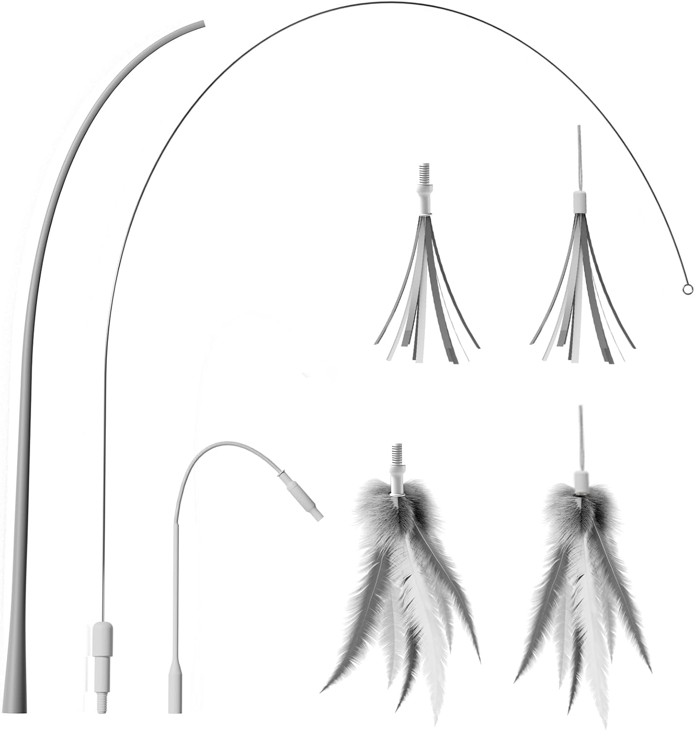 Cat toy with feather attachments on a white background at Pet Servo