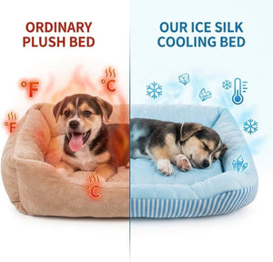 Pbed - Pet Ice Silk Summer Cooling Bed with Non-Slip Bottom, (Blue Medium) at Pet Servo