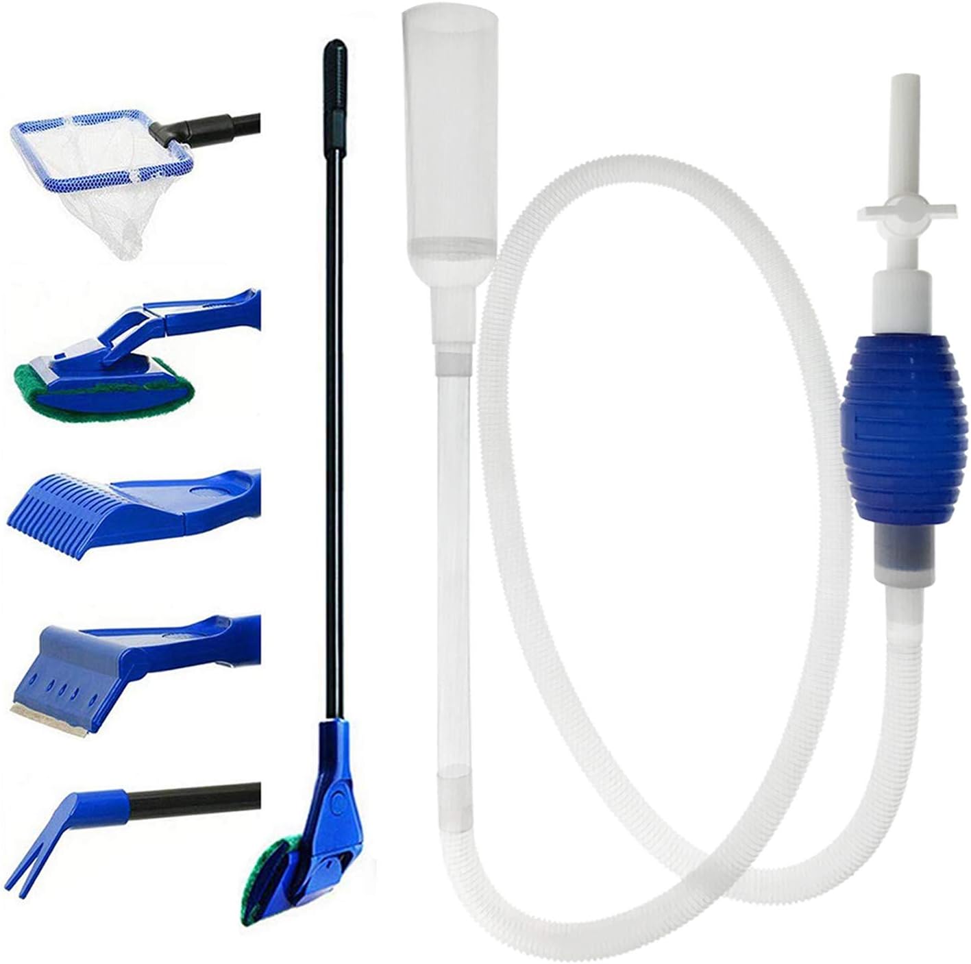Pool cleaning tool set with various attachments on a white background at Pet Servo