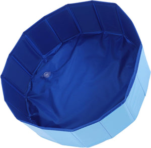 Blue inflatable pool cover on a white background at Pet Servo
