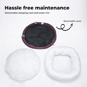 PaWz - Dog Cat Soft Warm Washable Kennel Round Calming Donut Bed (Pink) at Pet Servo