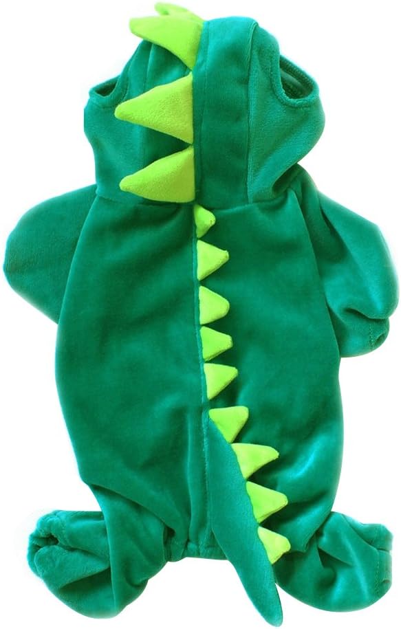 Green dinosaur costume with spikes on a white background at Pet Servo
