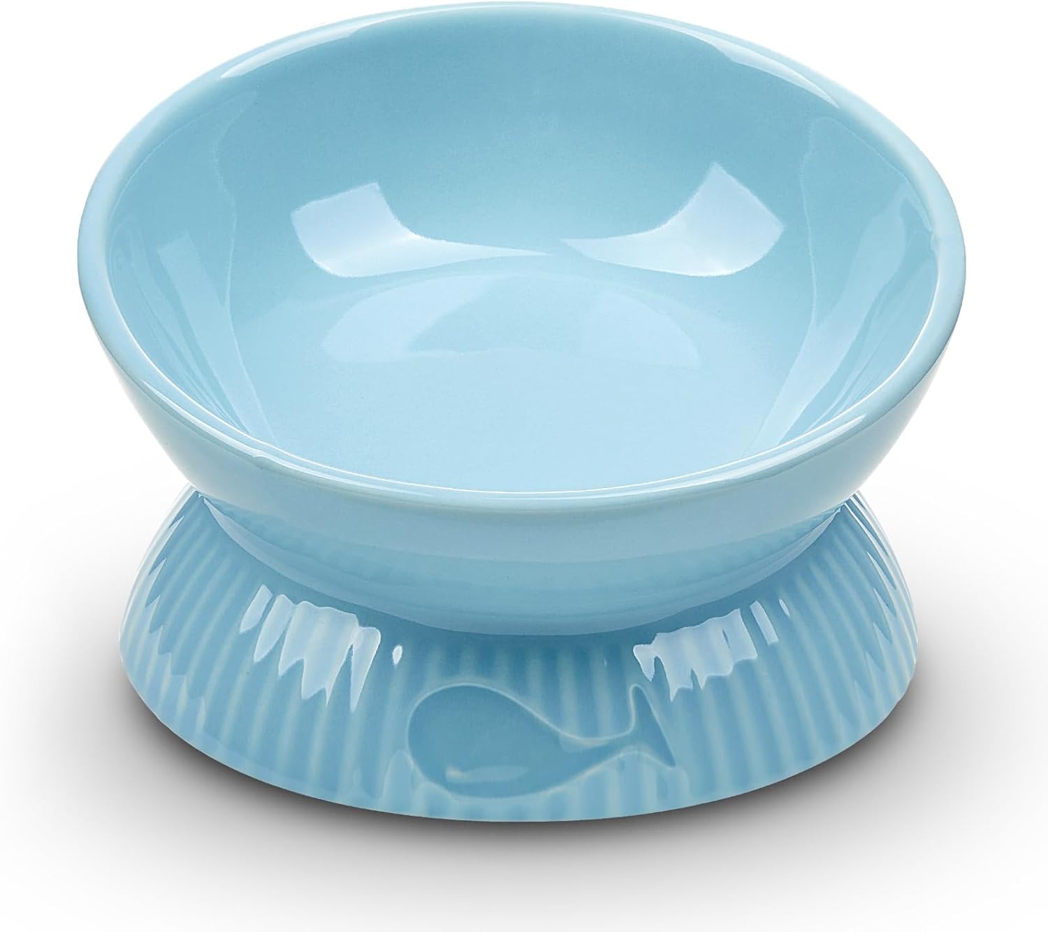 Blue elevated pet feeder on a white background at Pet Servo