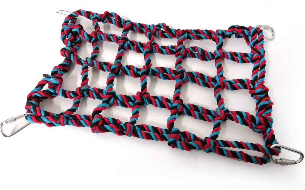 Multicolored braided rope with metal clips on a white background at Pet Servo