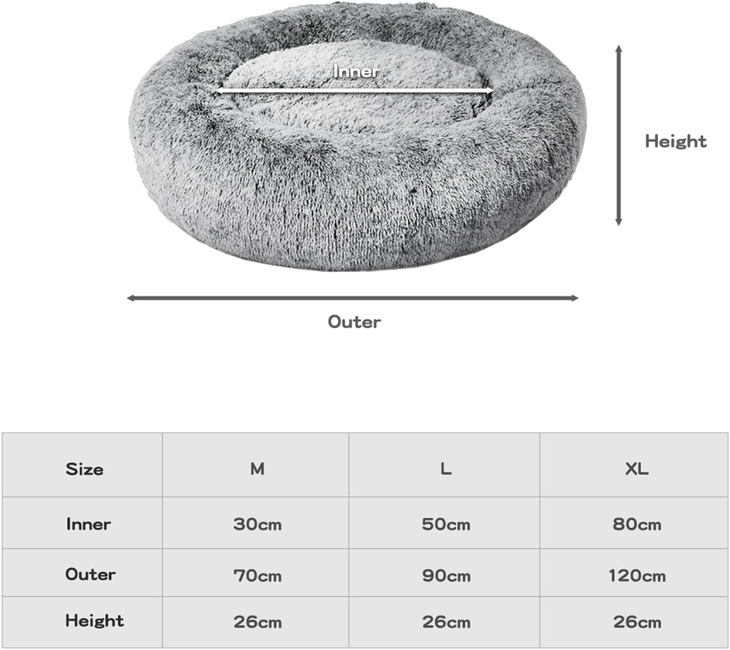 PaWz Dog Cat Fluffy Donut Calming Nest Bed with Removable Machine Washable Cover (Charcoal) at Pet Servo