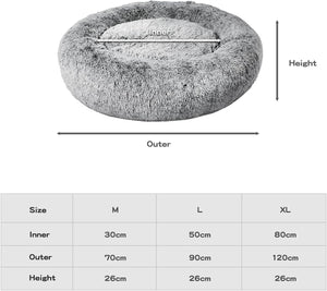 PaWz Dog Cat Fluffy Donut Calming Nest Bed with Removable Machine Washable Cover (Charcoal) at Pet Servo