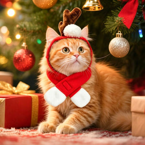 NAMSAN - Pet Reindeer Costume with Red Scarf for Christmas New Year Party at Pet Servo