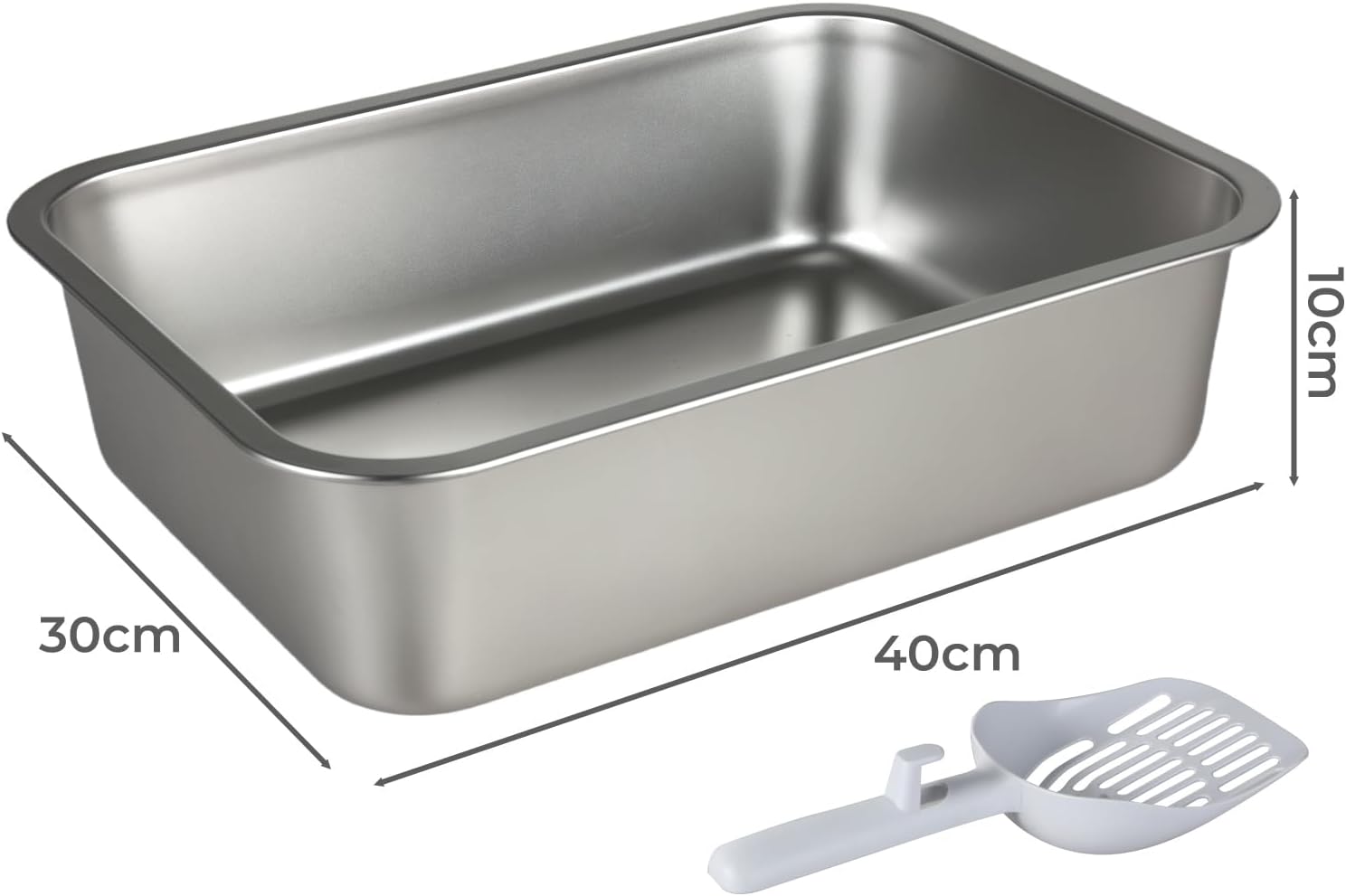 Pawz - Non-Sticky, Easy to Clean Stainless Steel Litter Box for Cats Kitty Kitten at Pet Servo
