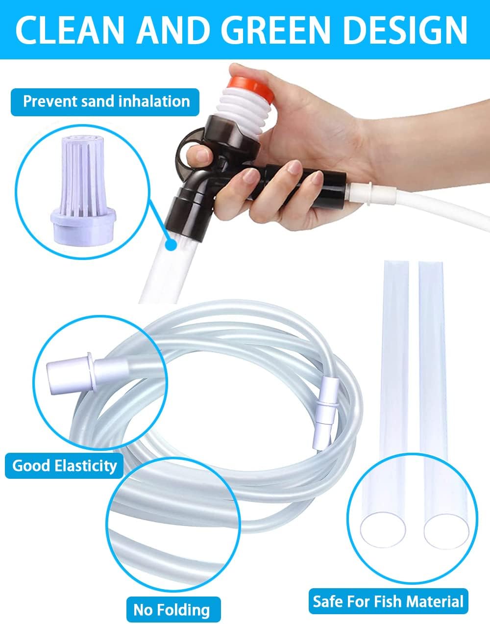 Hand holding a cleaning device with features highlighted on a blue background at Pet Servo