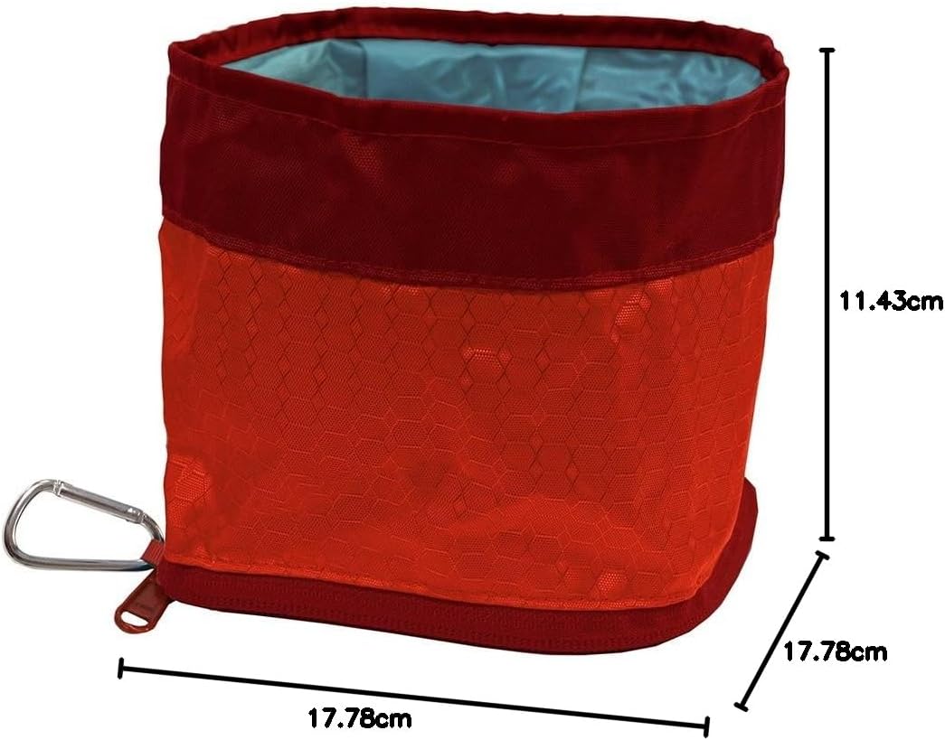 Red cooler bag with dimensions on a white background at Pet Servo