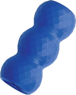 A blue textured dog chew toy with a faceted, peanut-like shape, shown on a plain white background at Pet Servo