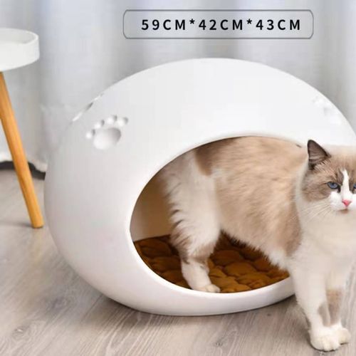 YES4PETS Cave Cat Bed & Puppy House White, Medium Size - Pet Servo 