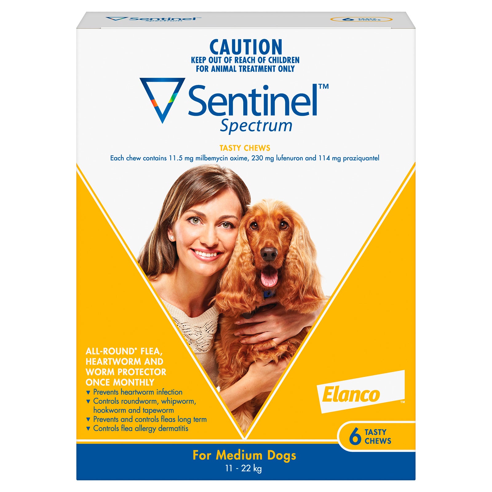 Sentinel Spectrum - Tasty Chews For Medium Dogs 11 To 22Kg (Yellow)