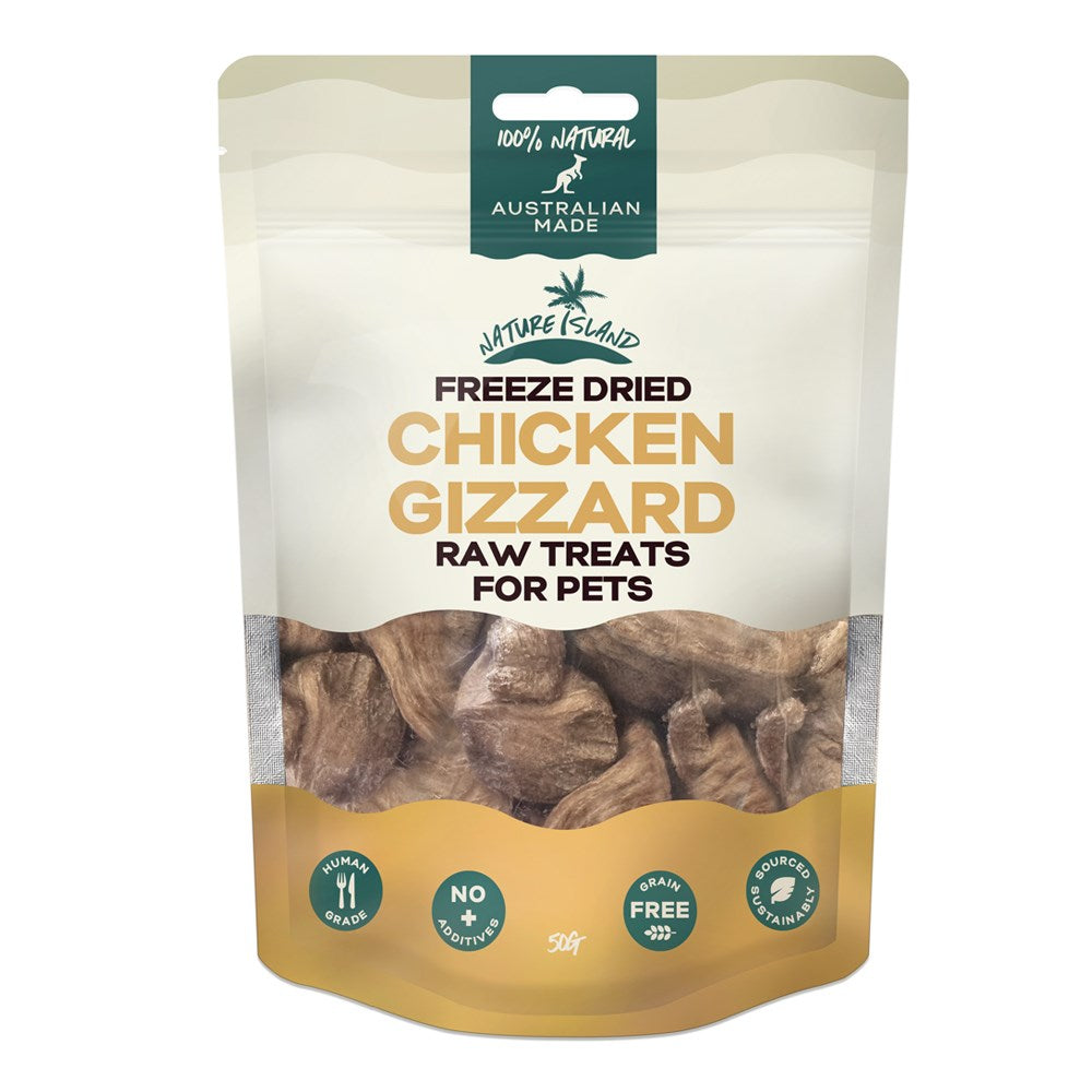 Nature Island - Freeze Dried Chicken Gizzard Raw treats 50g for Pets - Petservo