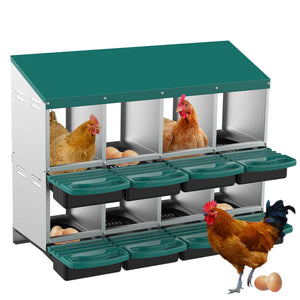 Chicken coop with multiple compartments and chickens on a white background at Pet Servo