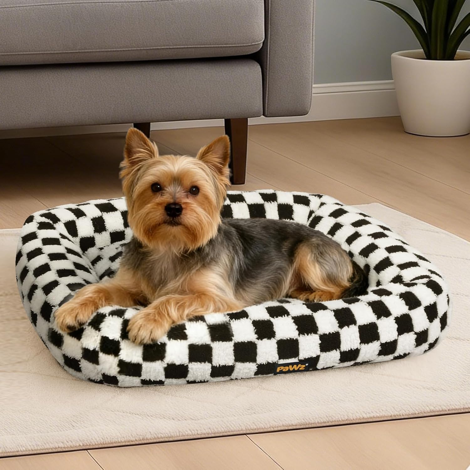 PaWz - Orthopedic Soft Calming Rectangle Pet Sofa Bed with Raised Edges at Pet Servo