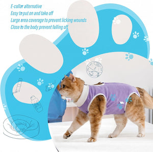 Viiotu - Soft Post-Surgery Recovery Suit for Female Cats, Purple at Pet Servo