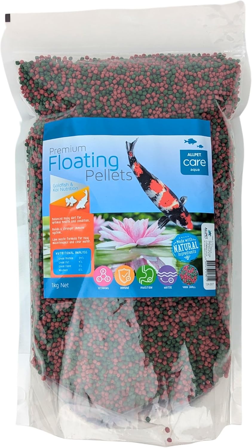 Bag of floating fish pellets with a visible brand label on a white background at Pet Servo