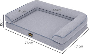 PaWz Orthopedic Non-Slip Bottom Cooling Memory Foam Pet Bed with Washable Cover, Grey at Pet Servo