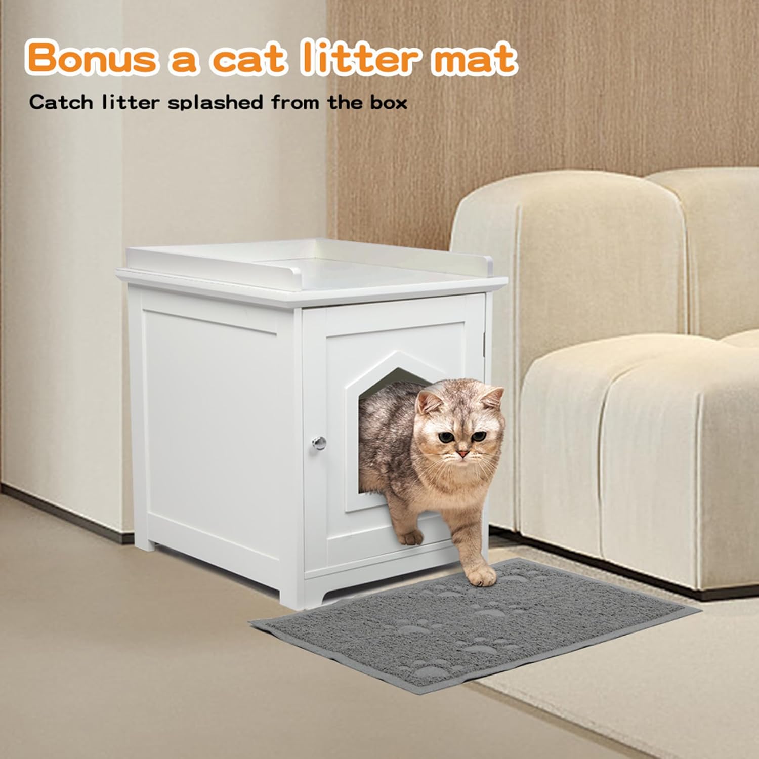 Buy PaWz Indoor Wooden Cat Litter Box with Mat Enclosure at Pet Servo