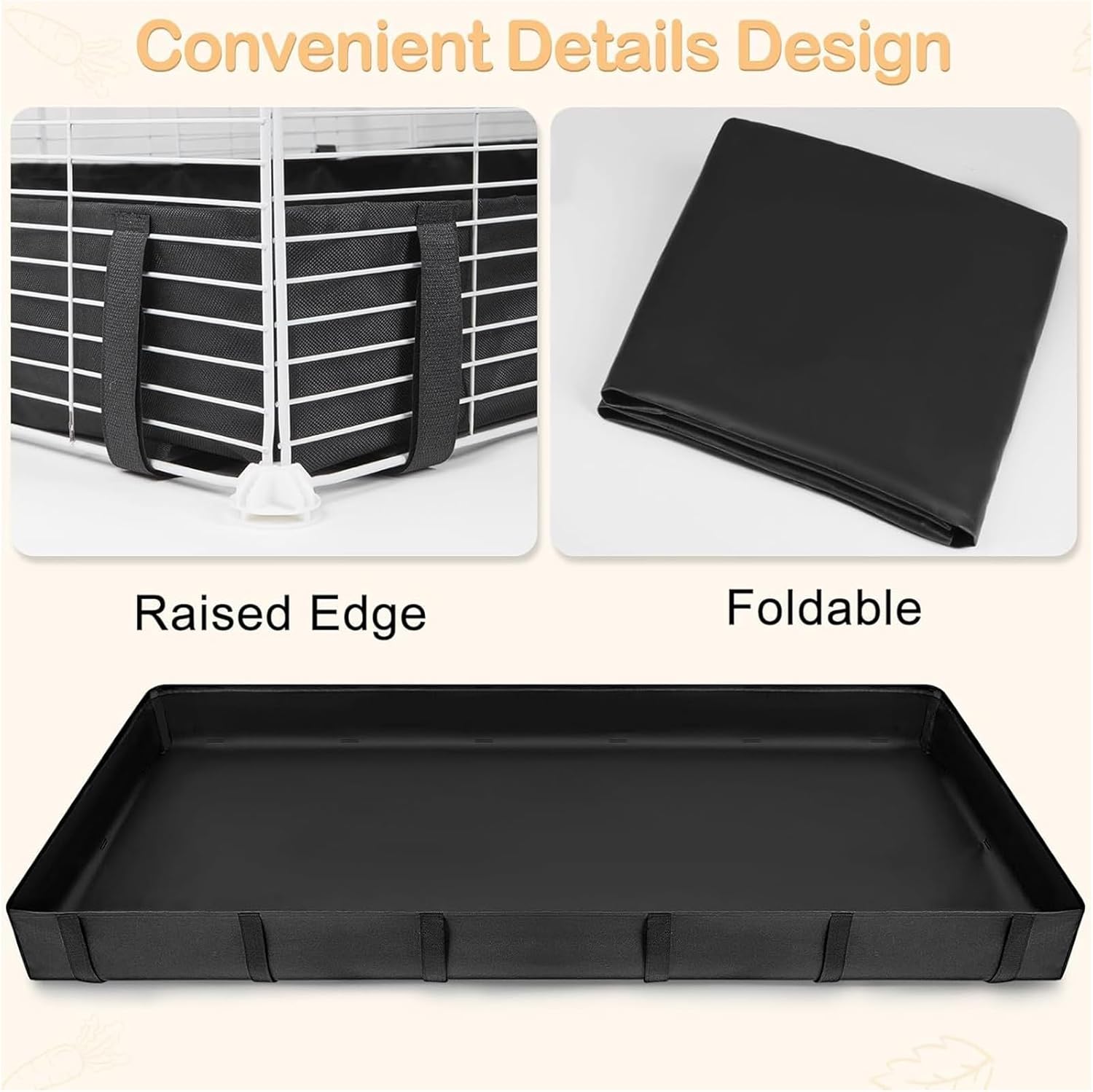 Black tray with raised edge and foldable design on a white background at Pet Servo