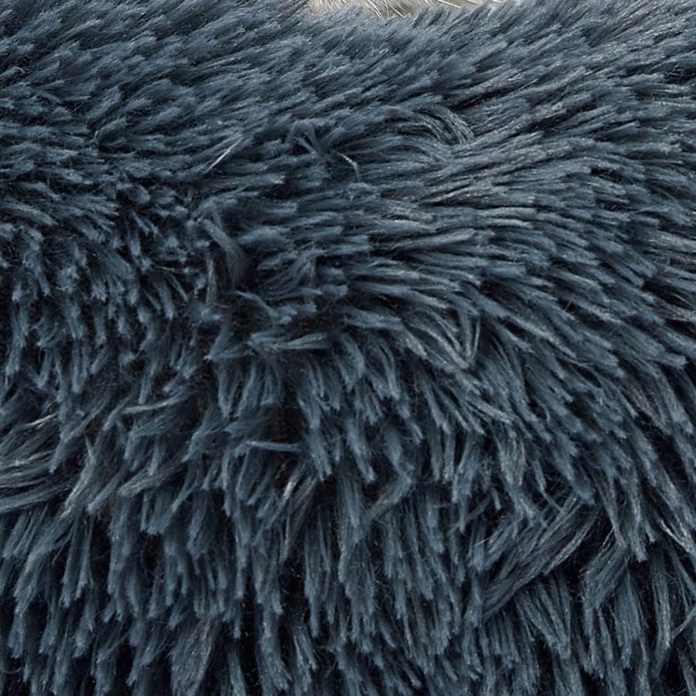 PaWz - Anti-Anxiety Soft Fuzzy Comfy Machine Washable Dog Bed in Faux Fur, Dark Grey at Pet Servo